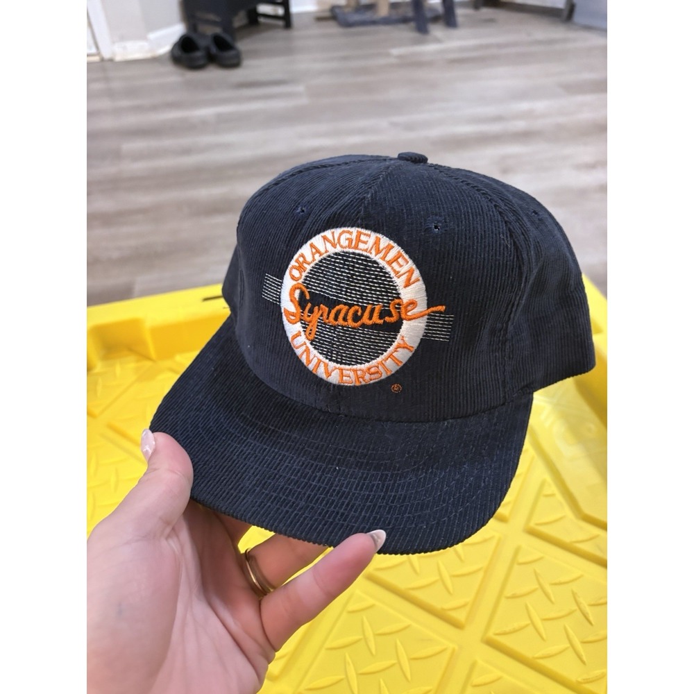 Vintage 90s Syracuse‎ Orangemen NCAA Blue Corduroy Hat The Game Logo